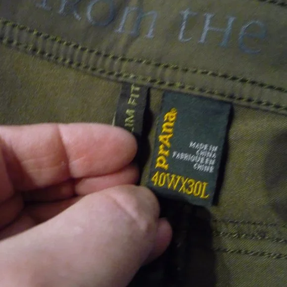 PRANA BREATHE SLIM FIT BROWN/GREEN OUTDOOR HIGHKING ATHLEISURE MAN PANTS  40/30 - Picture 5 of 13